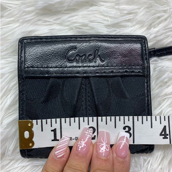 COACH Black Signature Canvas Card Holder - Picture 8 of 9